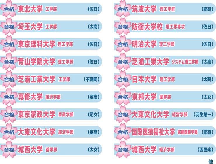 2012年度合格実績