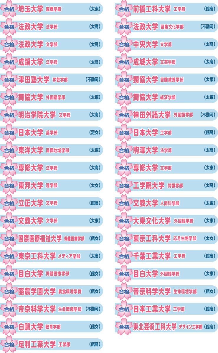 2013年度合格実績