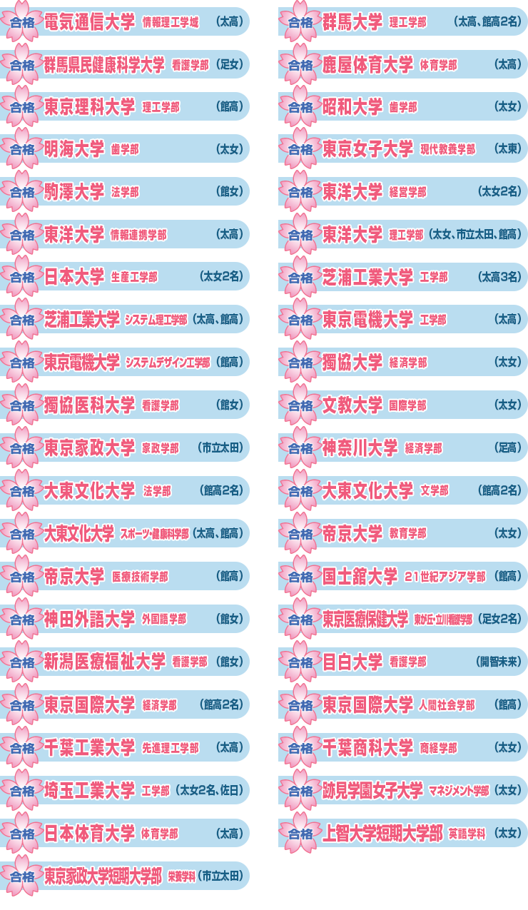 2019年度合格実績